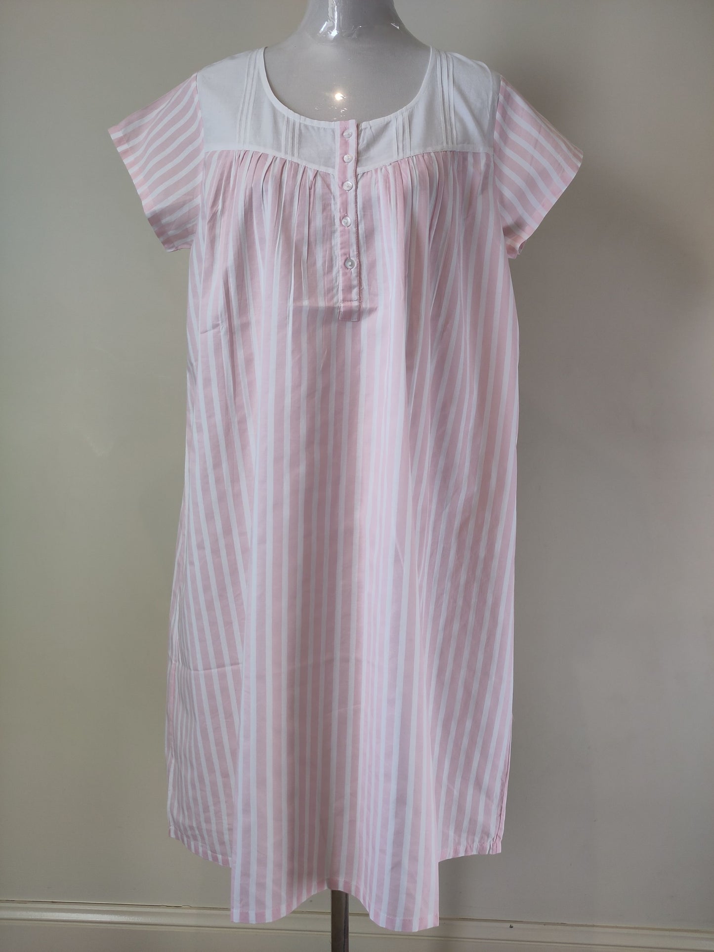 French Country Cotton Nightie in Hampton Pink Stripe FCD117