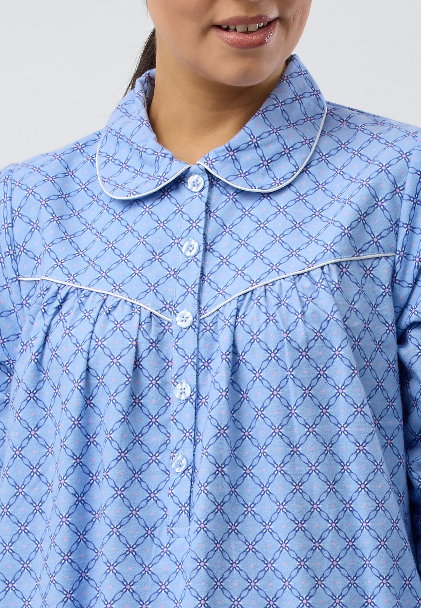 Schrank Long Cotton Flannelette in Blue SK612L5