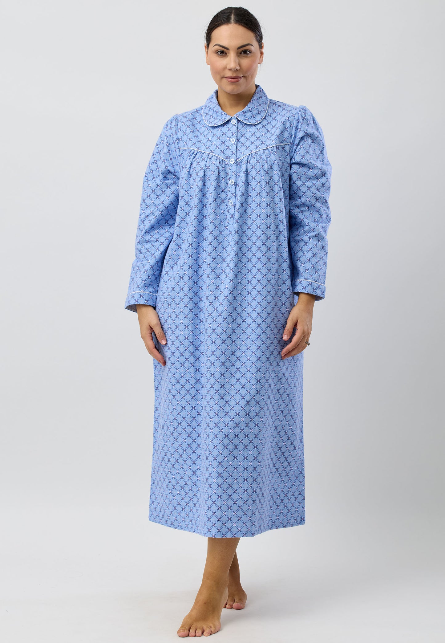 Schrank Long Cotton Flannelette in Blue SK612L5