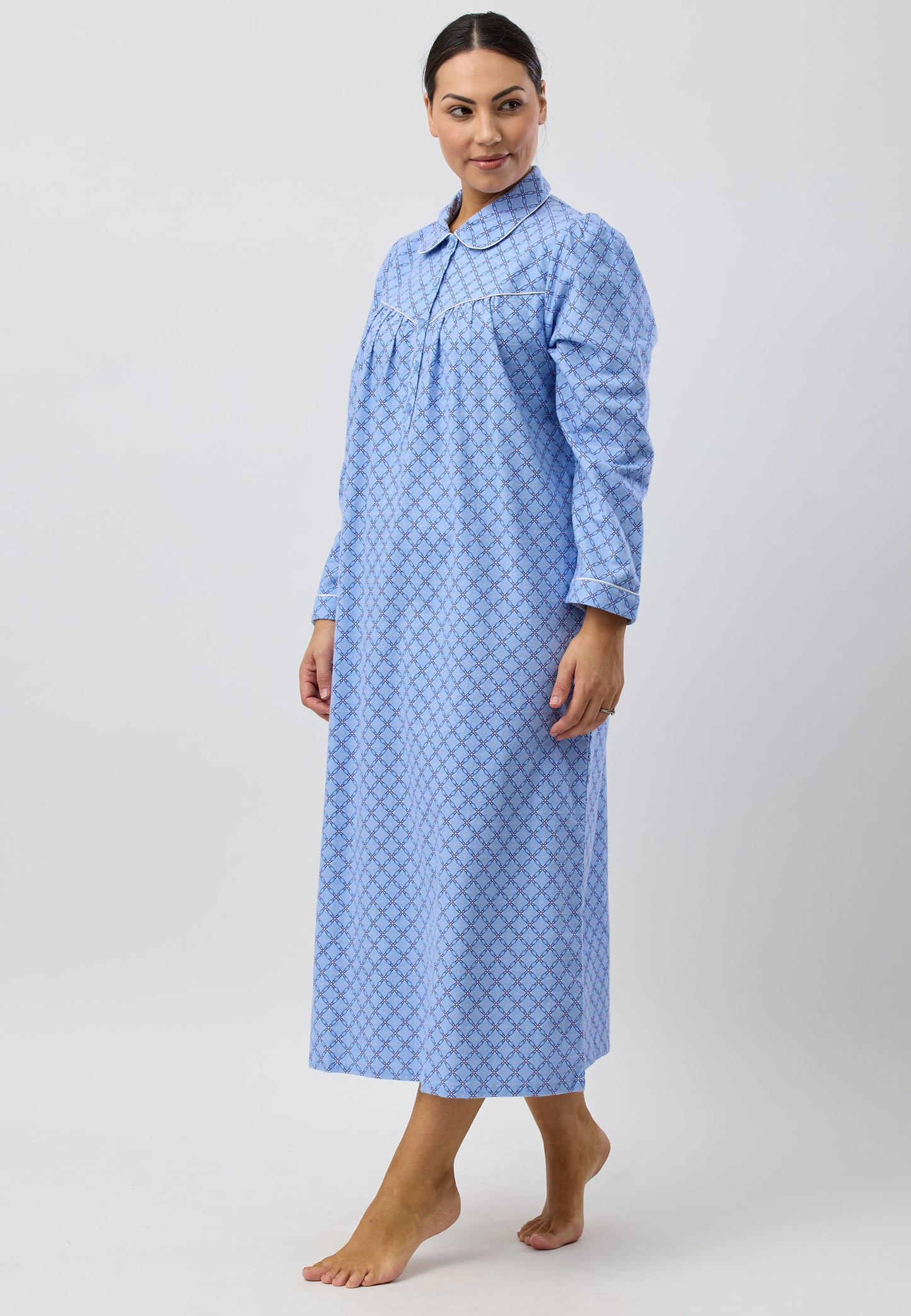 Schrank Long Cotton Flannelette in Blue SK612L5