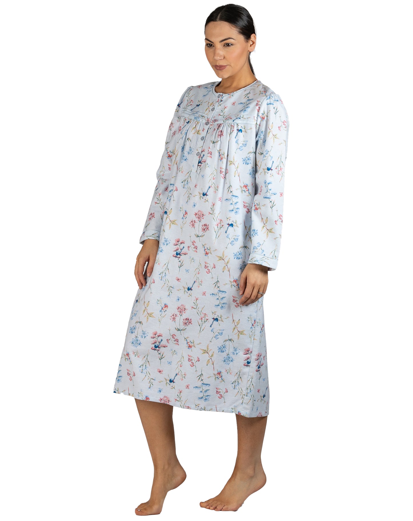 Ladies pure cotton winter flannelette nightie online Sydney Australia | brushed cotton nightie nightgown Sydney Australia