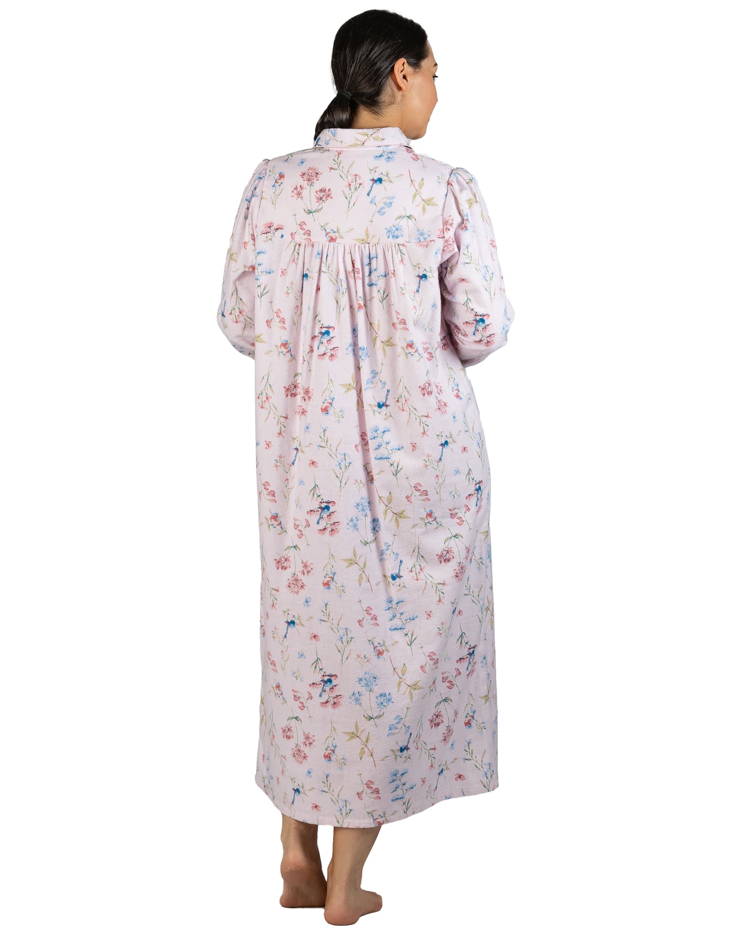 Ladies long winter cotton flannelette nightie Sydney Australia | Pure cotton flannel nightgown Sydney Australia