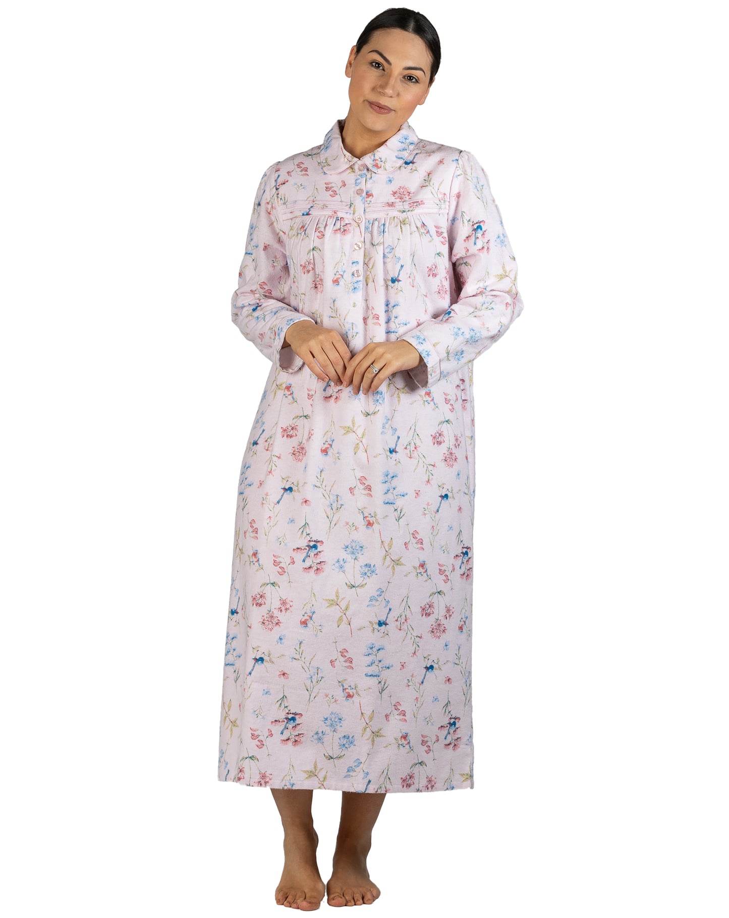 Ladies long winter cotton flannelette nightie Sydney Australia | Pure cotton flannel nightgown Sydney Australia