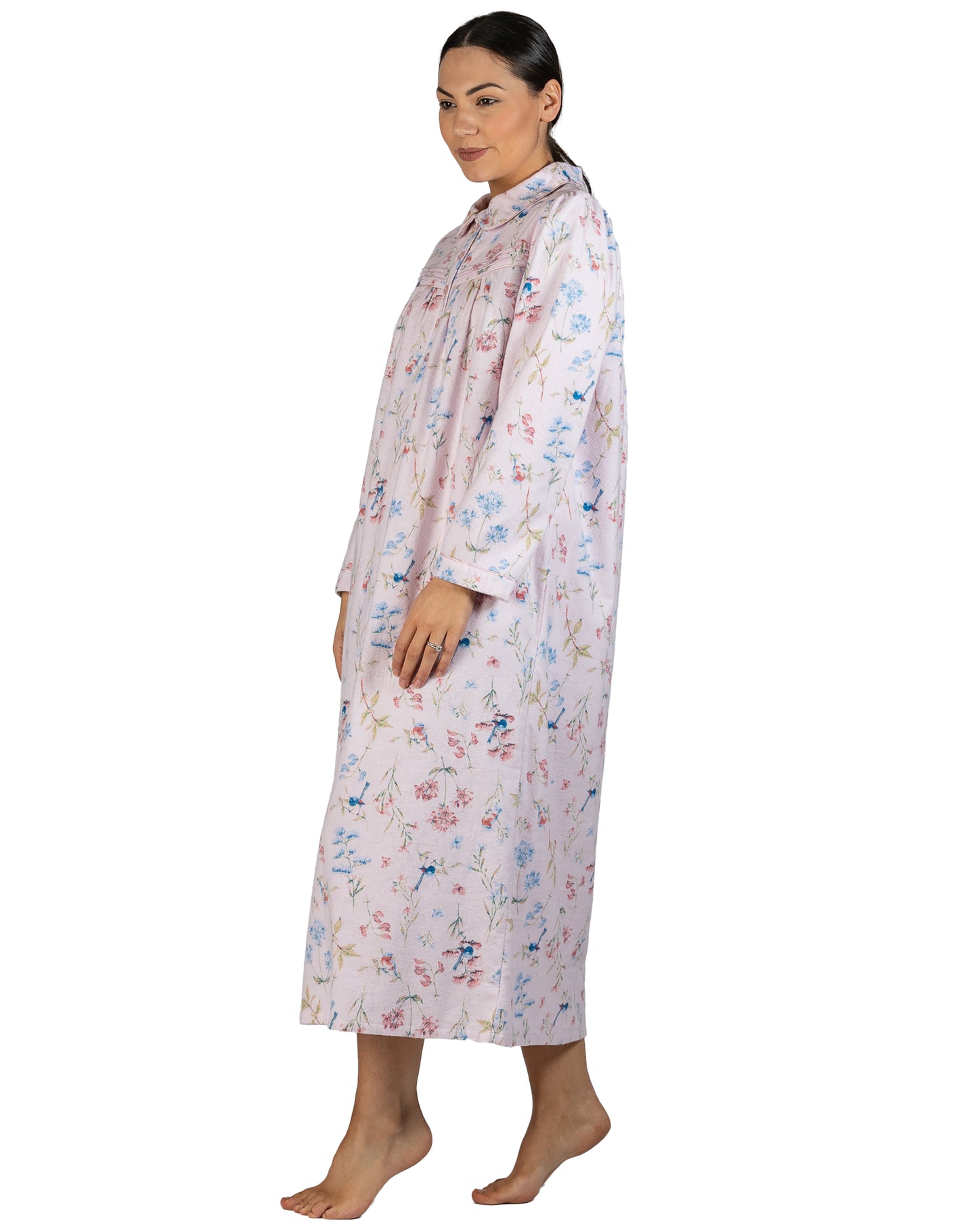 Ladies long winter cotton flannelette nightie Sydney Australia | Pure cotton flannel nightgown Sydney Australia