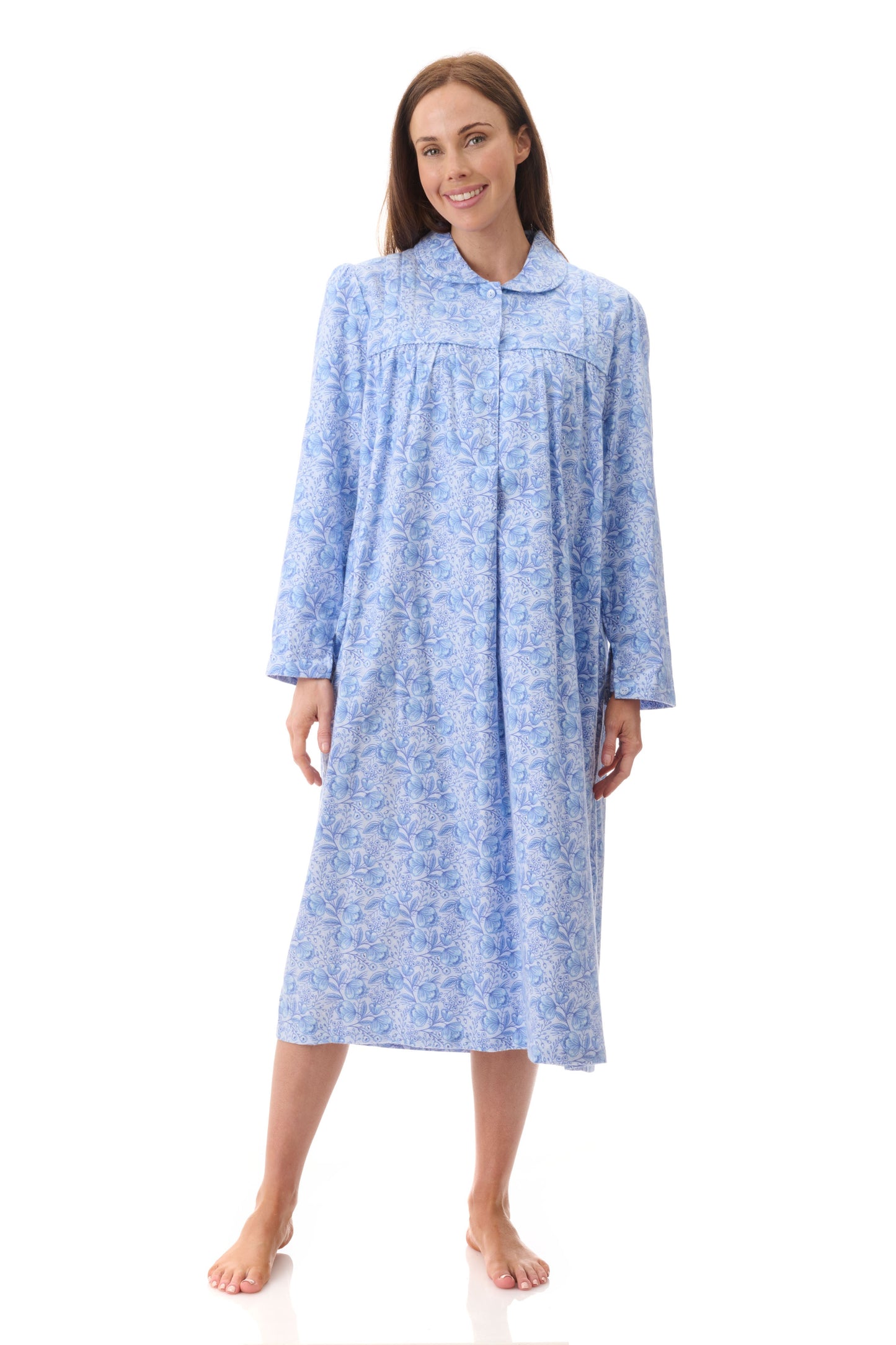 Givoni Kora mid length pure cotton flannelette winter nightie  7FL70K