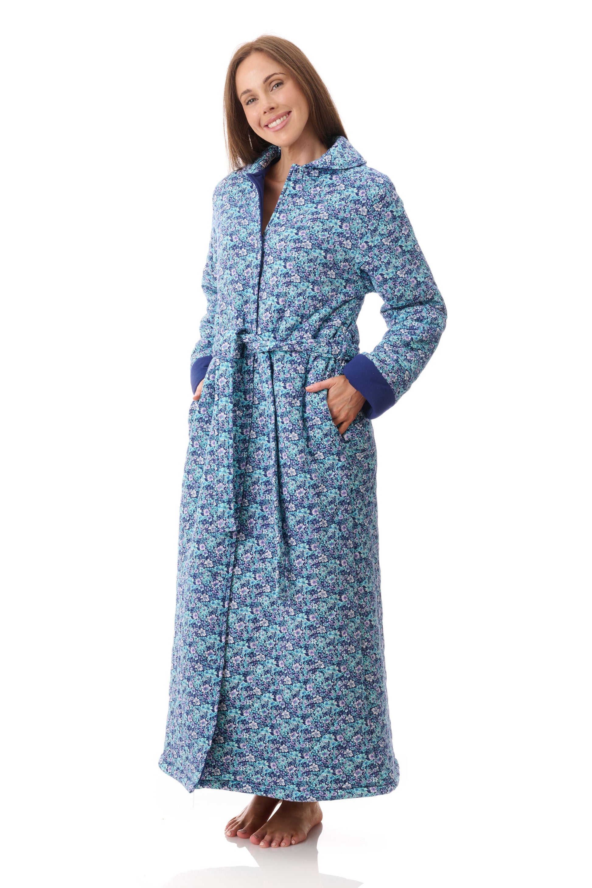 Givoni Jada Long Length Quilted Cotton Button Gown 7QP38J
