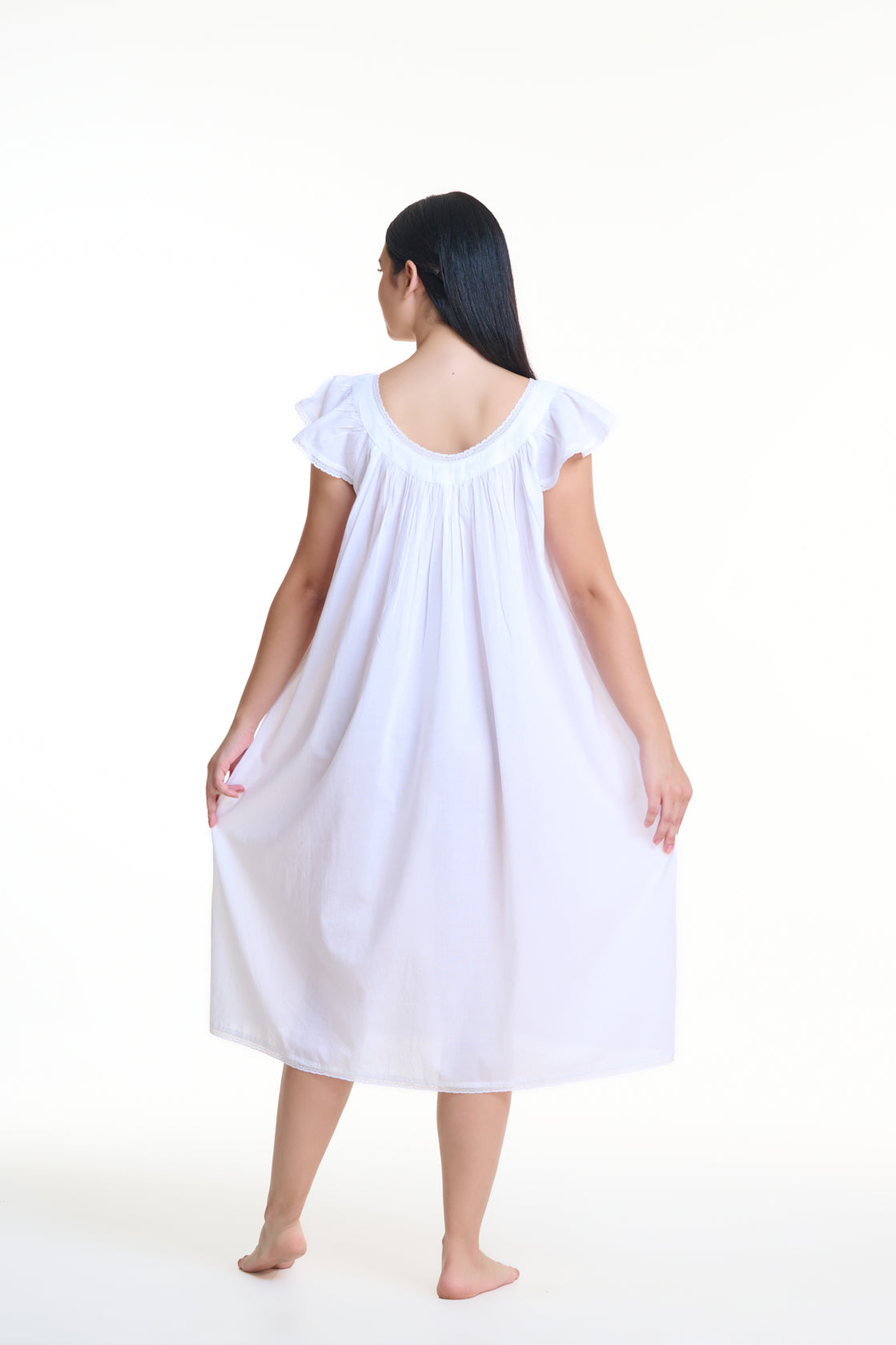Arabella Capped sleeve cotton nightie MD748 | white cotton nightie