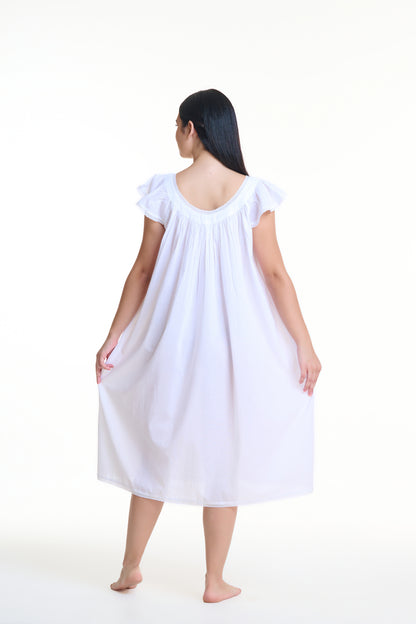 Arabella Capped sleeve cotton nightie MD748 | white cotton nightie