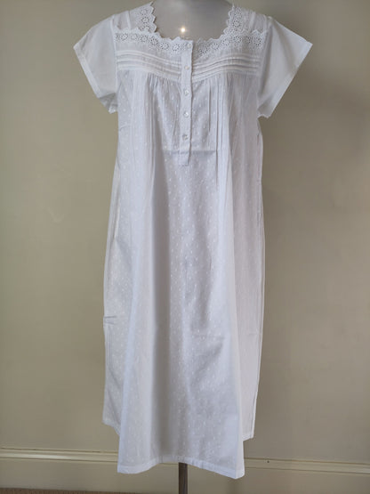 French Country White Hailspot Cotton Nightie FCD110