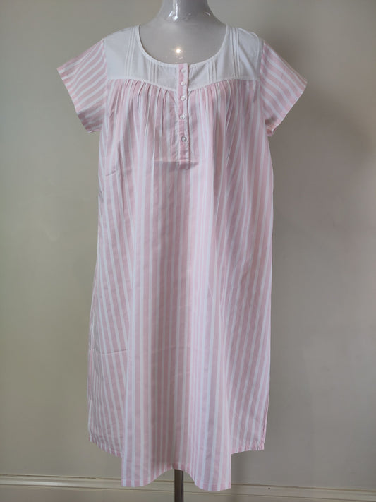 French Country Cotton Nightie in Hampton Pink Stripe FCD117