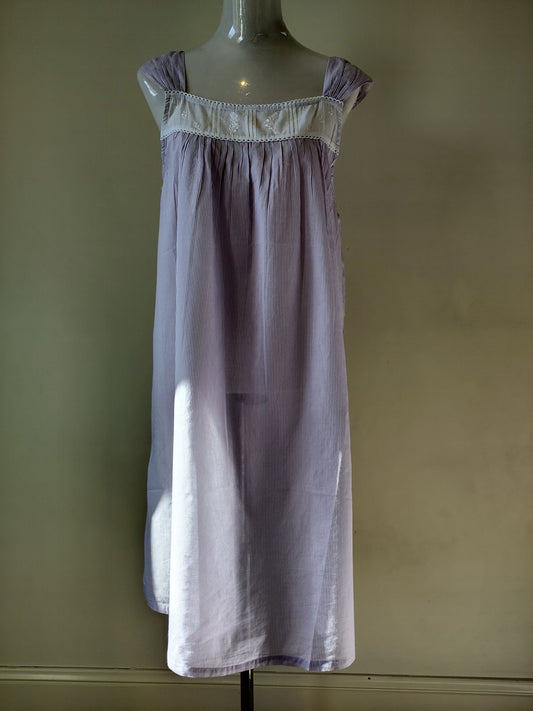 Pure cotton nighties Australia - French Country Lilac Stripe Strappy Cotton Voile Nightie FCD185V 