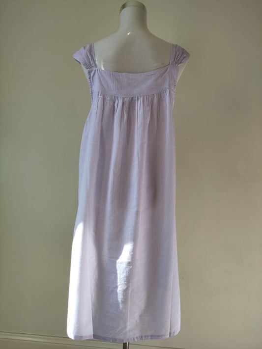 Pure cotton nighties Australia - French Country Lilac Stripe Strappy Cotton Voile Nightie FCD185V 