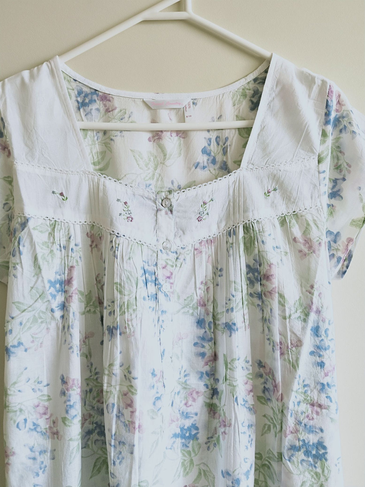 French Country Wisteria Capped Sleeve Cotton Voile Nightie FCF604V