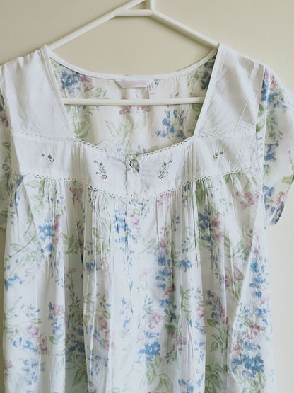 French Country Wisteria Capped Sleeve Cotton Voile Nightie FCF604V