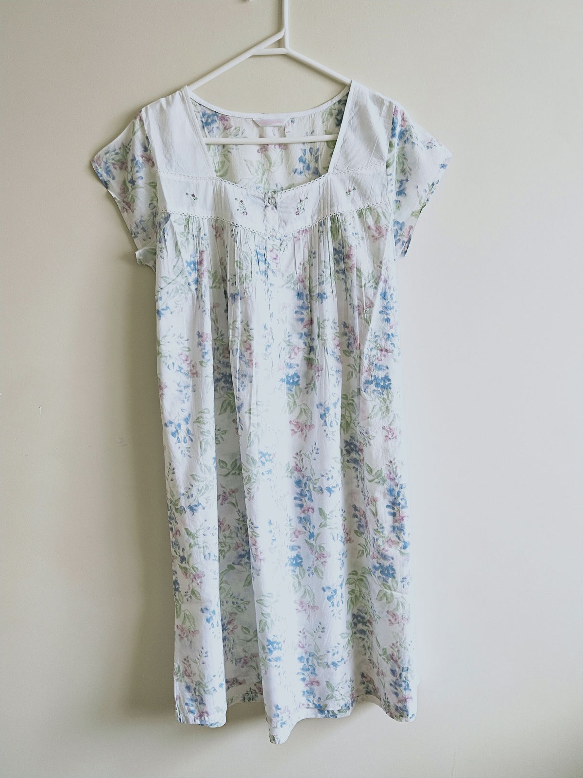 French Country Wisteria Capped Sleeve Cotton Voile Nightie FCF604V