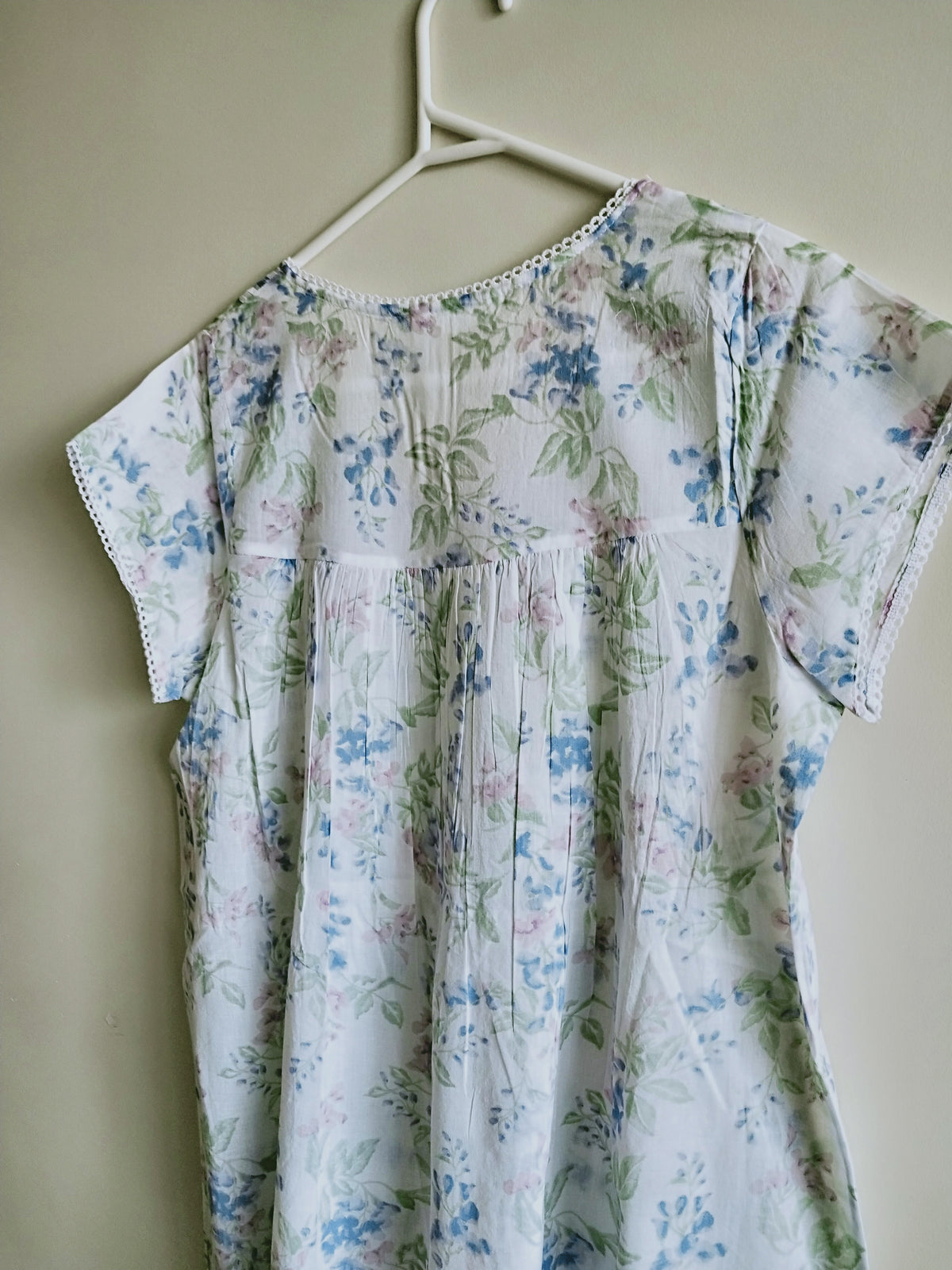 French Country Wisteria Capped Sleeve Cotton Voile Nightie FCF605V