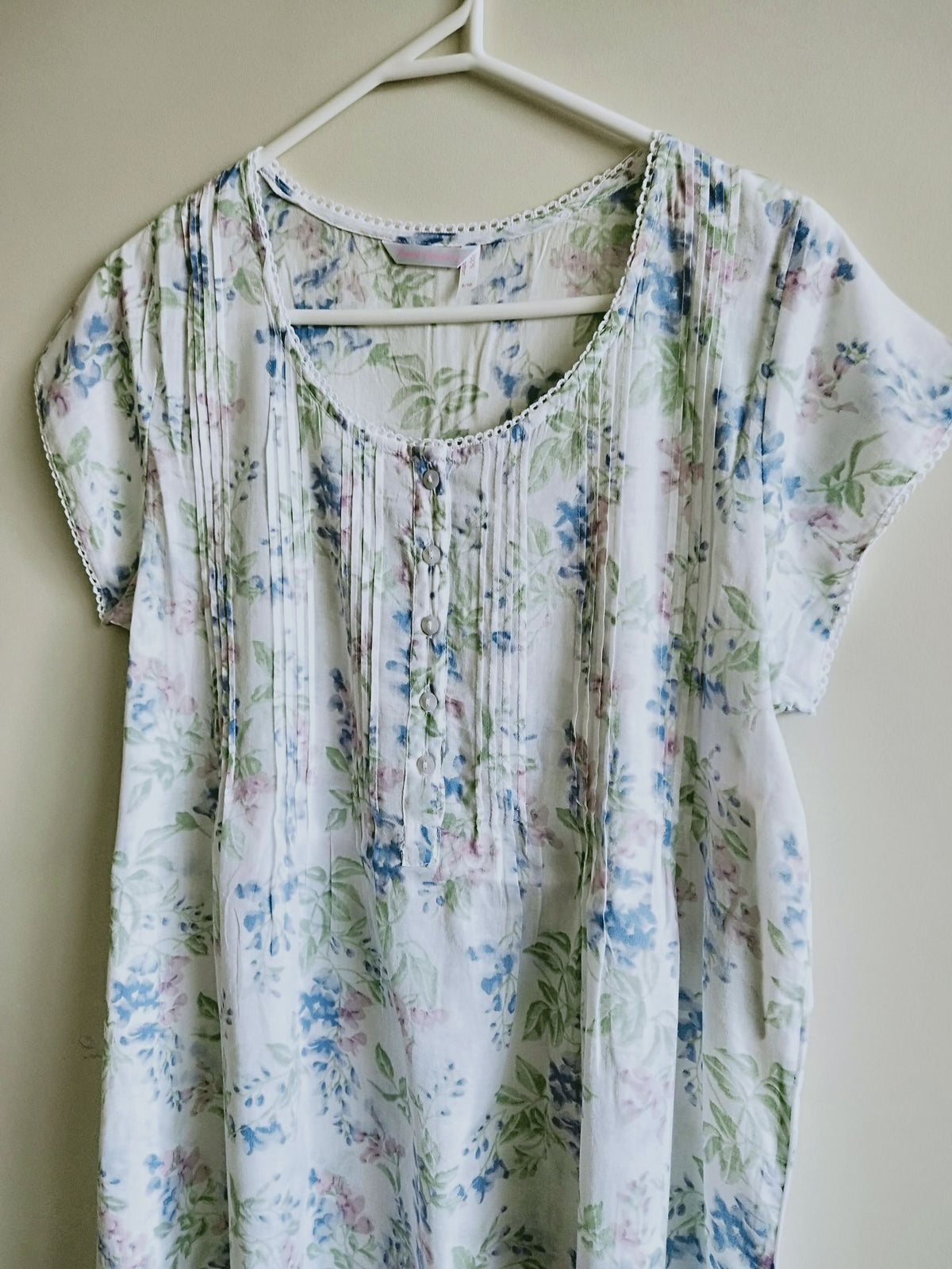 French Country Wisteria Capped Sleeve Cotton Voile Nightie FCF605V