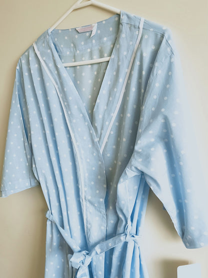 French Country Polka Dot Cotton Voile Dressing Gown FCF614V