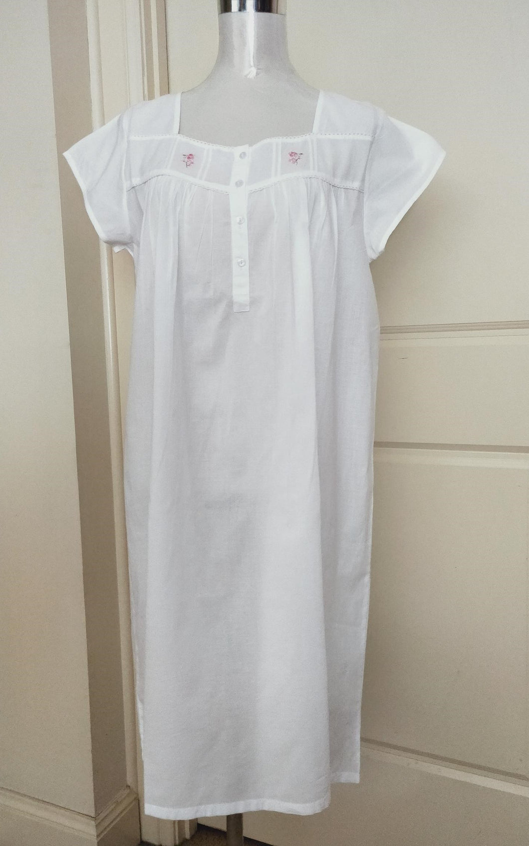 French Country Nightwear pure cotton white nightie online Sydney Australia FCY171