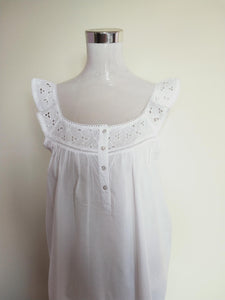 French Country pure cotton white nightie online Sydney Australia FCY178R