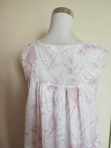 French Country ladies pure cotton nightie in Blush Banksia Print | Sydney Australia