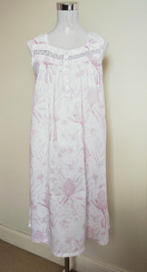 French Country ladies pure cotton nightie in Blush Banksia Print | Sydney Australia