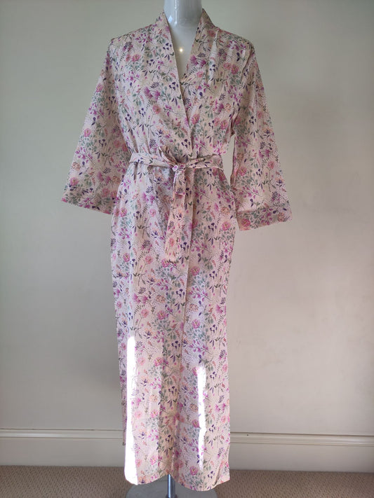 Morning Honey Cotton Kimono dressing gown Ditzy Blossom print