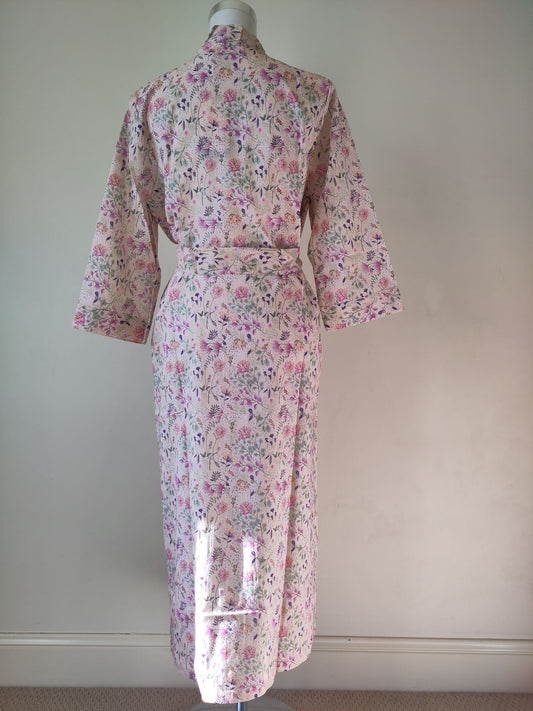 Morning Honey Cotton Kimono dressing gown Ditzy Blossom print