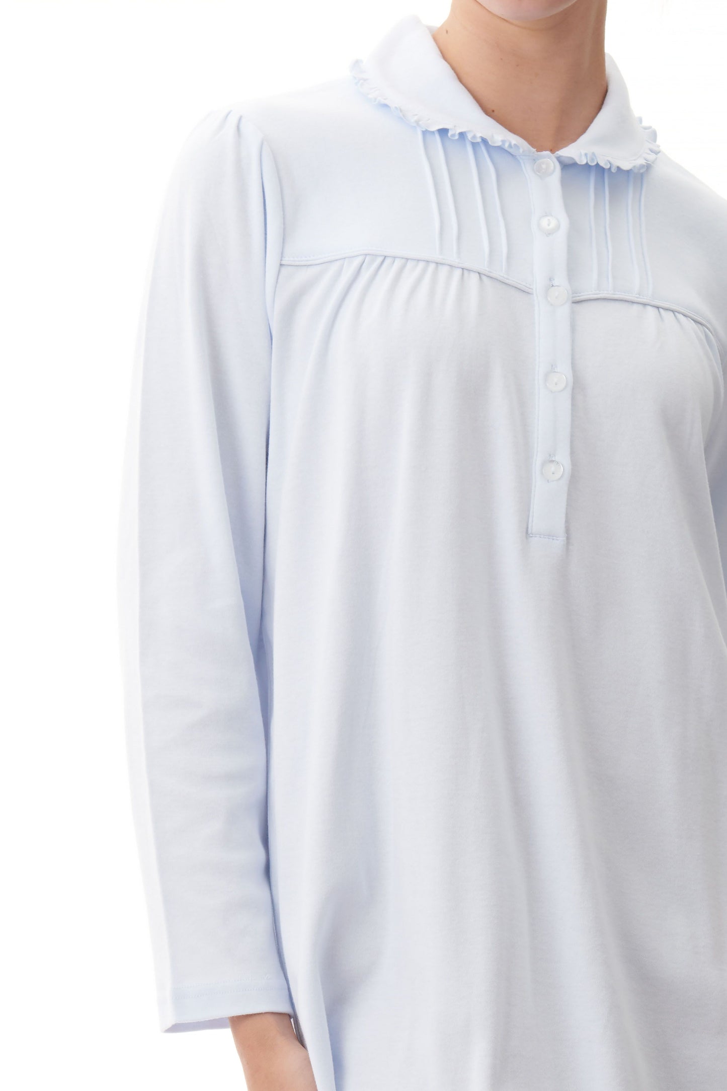 Givoni Pale Blue Cotton Interlock Mid Length Nightie 9LK28