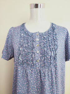 Schrank Cotton Jersey Nightie Wildflower Print - Blue