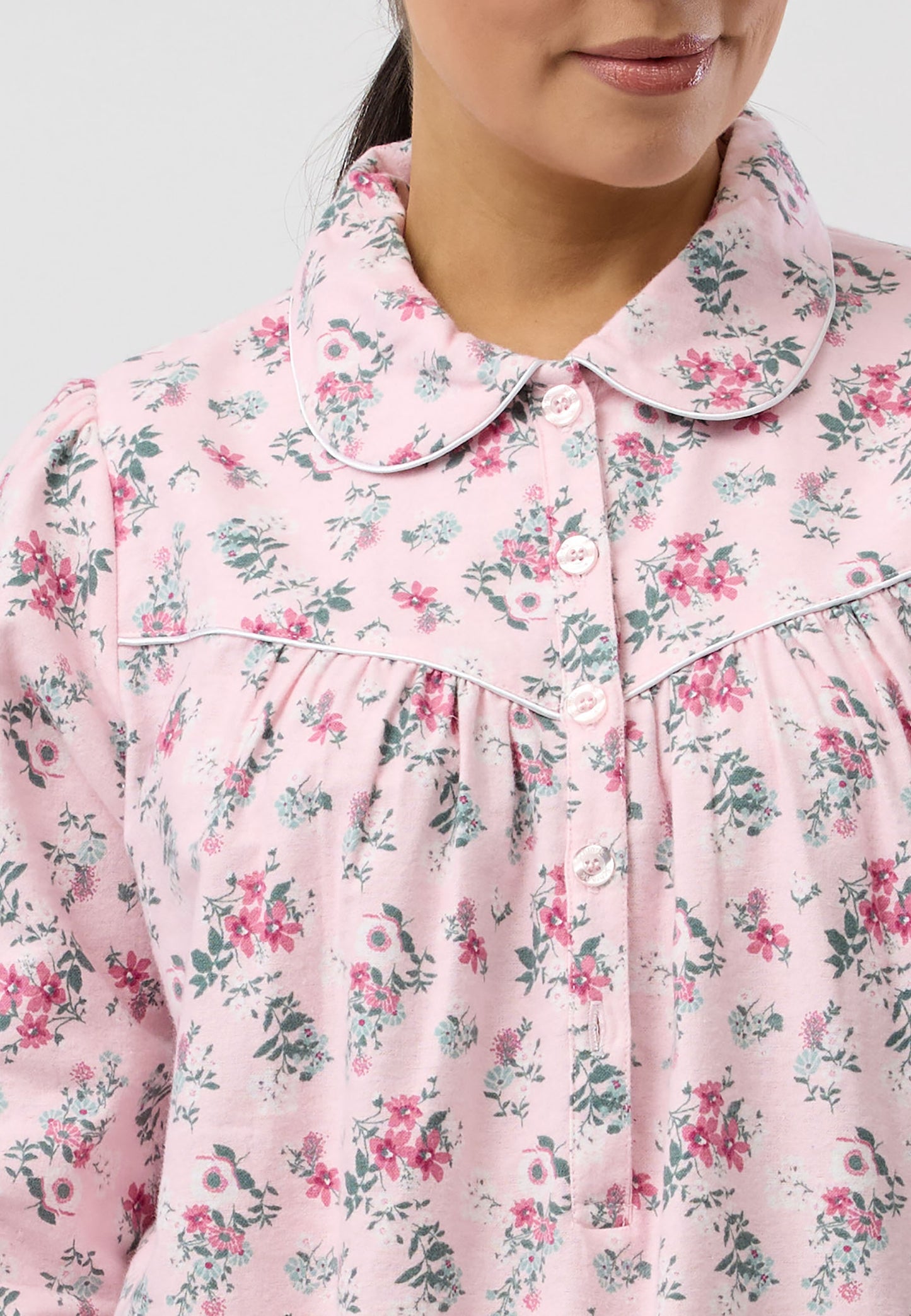Schrank Long Cotton Flannelette Nightie in Pink SK612C5