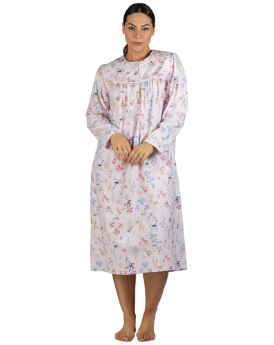 Ladies pure cotton winter flannelette nightie online Sydney Australia | brushed cotton nightie nightgown Sydney Australia