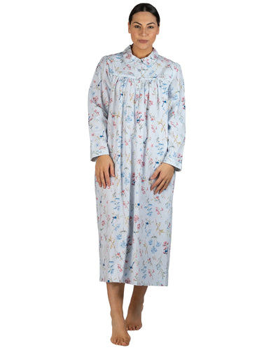 Ladies long winter cotton flannelette nightie Sydney Australia | Pure cotton flannel nightgown Sydney Australia