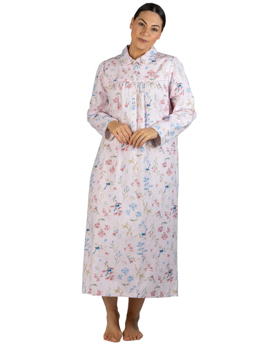 Ladies long winter cotton flannelette nightie Sydney Australia | Pure cotton flannel nightgown Sydney Australia