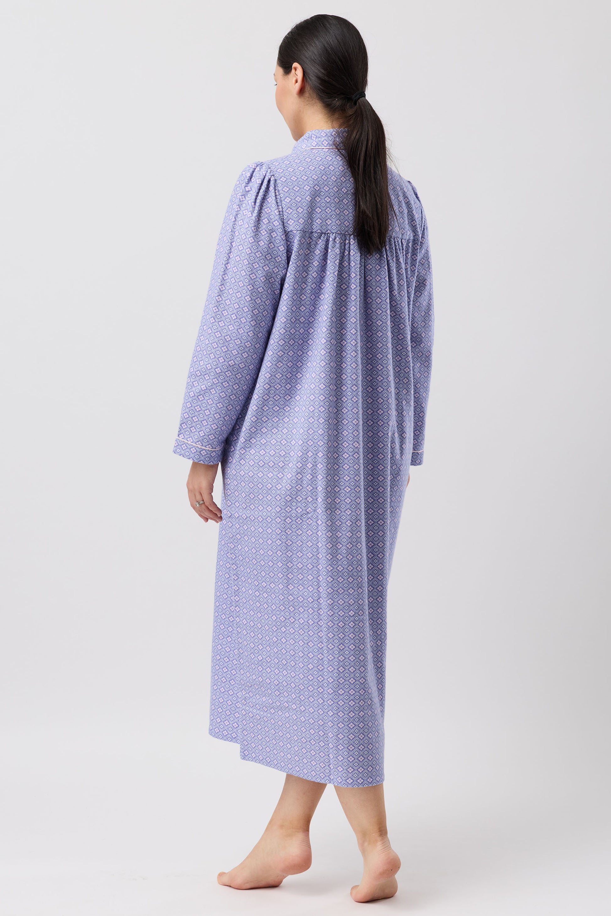 Schrank Fleur de Lys Long Cotton Flannelette Nightie in Indigo SK618F6