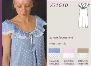 Vikki James Sleepwear Contessa Cotton Nightie with Flounce Collar - Matilda Jane Lingerie & Sleepwear
