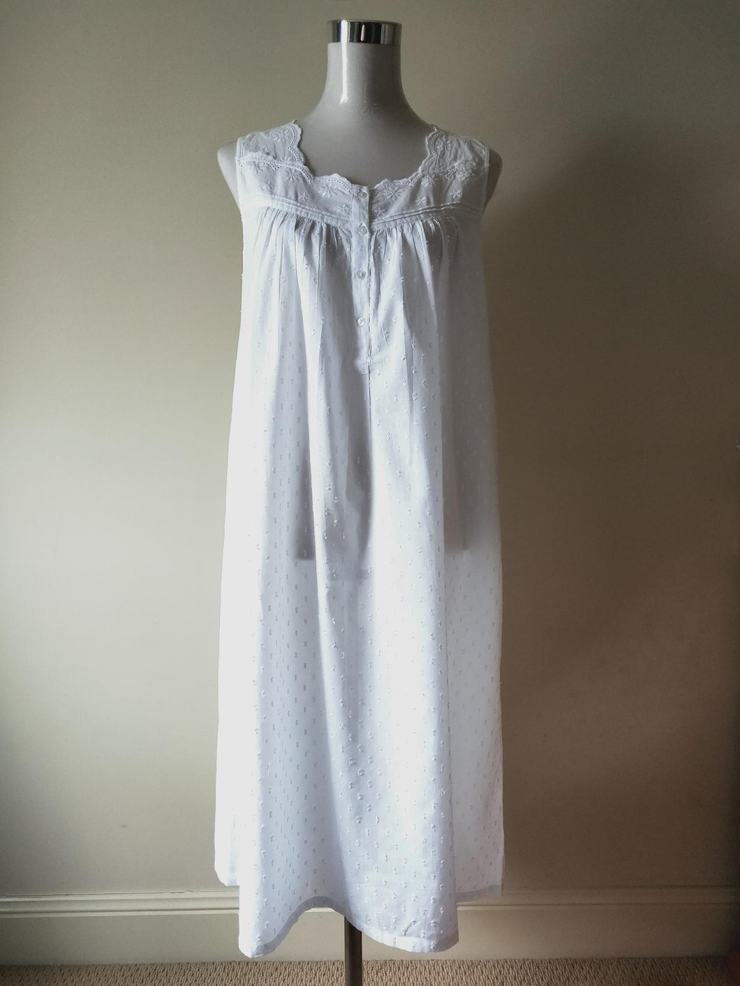 French Country Nightwear Pure White Cotton Nightie Australia FCW171