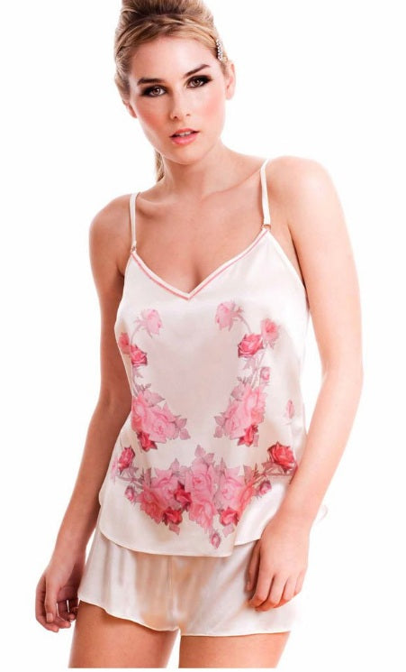 Ku Shu Shu Spring Rose Silk Camisole and Boxer Pyjama Set - Matilda Jane Lingerie & Sleepwear