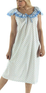 Vikki James Sleepwear Contessa Cotton Nightie with Flounce Collar - Matilda Jane Lingerie & Sleepwear